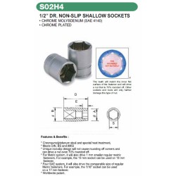 1/2" DR.NON-SLIP SHALLOW SOCKETS 26 METRIC 1/2" DR.NON-SLIP SHALLOW SOCKETS 26 METRIC