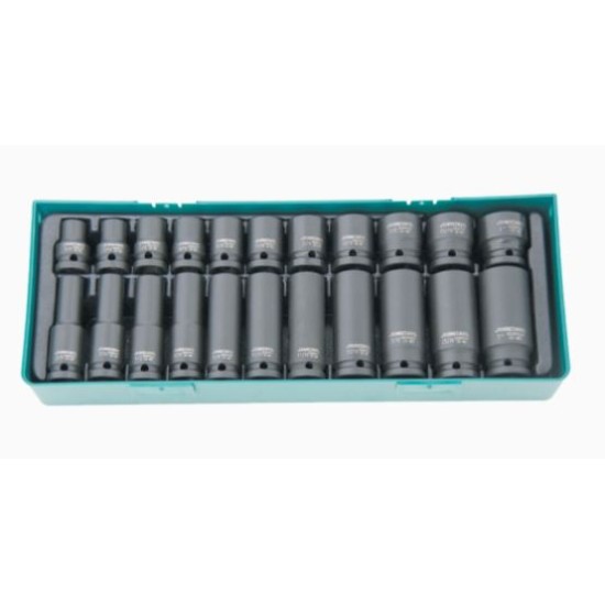 22PCS 1/2" DR 6PT FLANK IMPACT SOCKET SET (SAE)