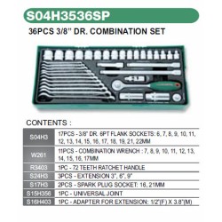 36PCS 3/8" DR COMBINATION SET 36PCS 3/8" DR COMBINATION SET