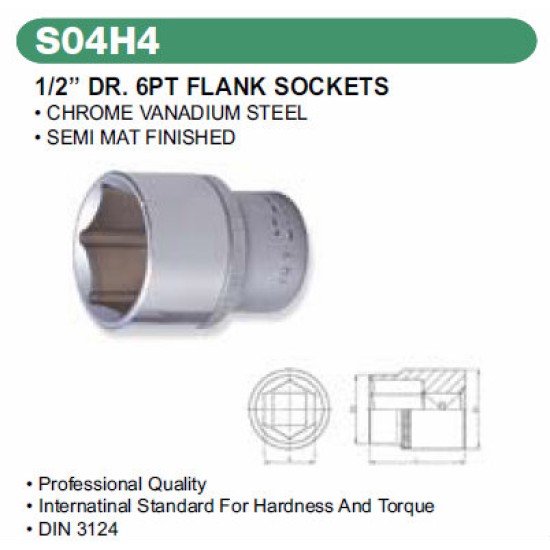 1/2" DR.6PT FLANK SOCKETS 25MM