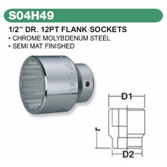 1/2" DR.12PT FLANK SOCKETS 8MM