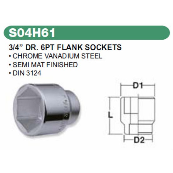 3/4" DR.6PT FLANK SOCKETS 21MM