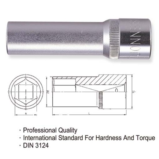 1/2" DR.6PT FLANK DEEP SOCKETS 8MM