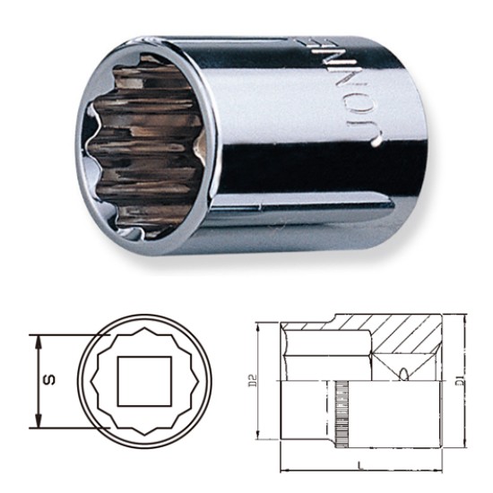 3/8" DR.12PT SOCKETS (MAXI-DRIVE) 8MM