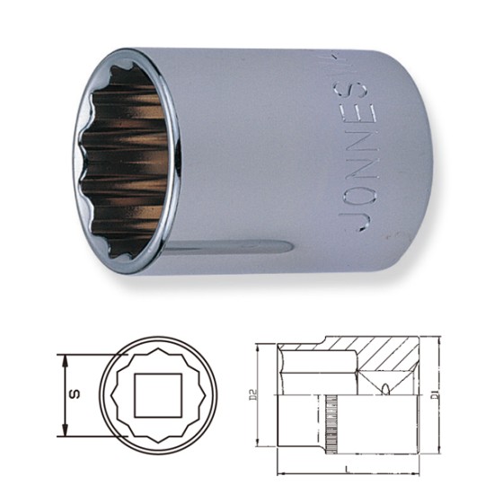 1/2" DR.12PT SOCKETS (MAXI-DRIVE) 12MM