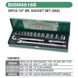 16PCS 1/2" DR SOCKET SET (SAE) 16PCS 1/2" DR SOCKET SET (SAE)