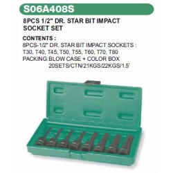 8PCS 1/2" DR STAR BIT IMPACT SOCKET SET 8PCS 1/2" DR STAR BIT IMPACT SOCKET SET