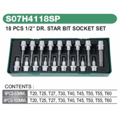 18PCS 1/2" DR STAR BIT SOCKET SET 18PCS 1/2" DR STAR BIT SOCKET SET