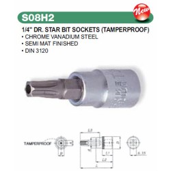 1/4" DR. STAR BIT SOCKETS (TAMPERPROOF) T20 1/4" DR. STAR BIT SOCKETS (TAMPERPROOF) T20