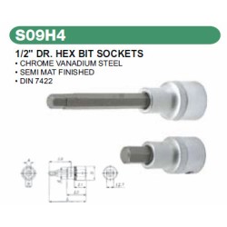 1/2" DR. HEX BIT SOCKETS H4 X 75MM