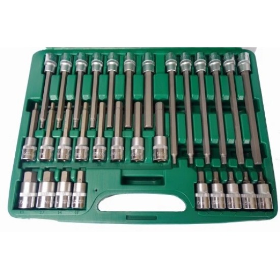 30PCS 1/2" DR HEX SOCKET BITS SET