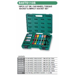 10PCS 1/2" DR CAR WHEEL TORQUE SOCKET & IMPACT SOCKET SET