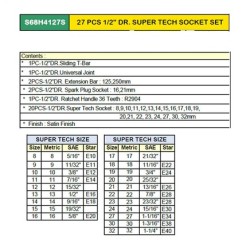 8MM ( 5/16") to 32MM ( 1-1/4"),27PCS 1/2" DR. 27PCS 1/2" DR. Professional MULTIFIT Tool Socket Set ,8,9,10,11,12,13,14,15,16,17,18,19,20,21,22,23,24,27,30,32MM
