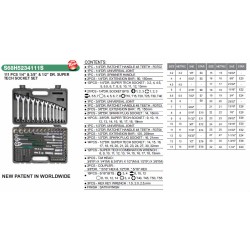 111PCS 1/4" & 3/8" & 1/2" DR TECH SOCKET SET