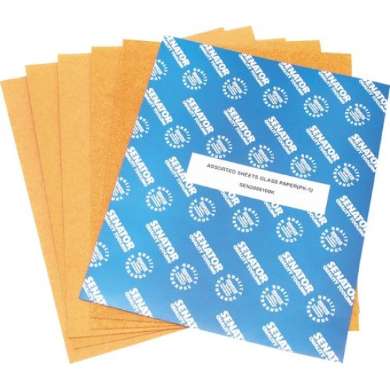 GLASS PAPER,ASSORTED SHEETS GLASS PAPER (PK 5)