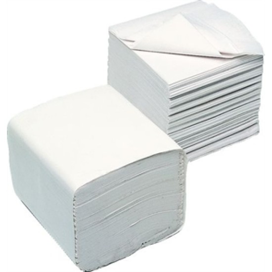 FLAT PACK` INTERLEAVED TOILET TISSUE - 2-PLY WHITE INTERLEAVES, 9000 SHEETS