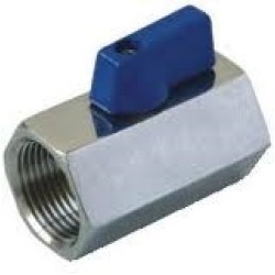 S/STEEL 304 MINI BALL VALVE (F TO F) 1/2" (FEMALE TO FEMALE, BLUE HANDLE) 1/2"