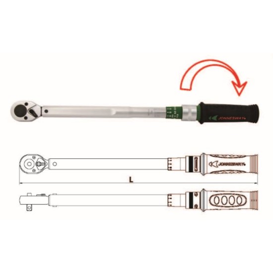 1/2" MICROMETER TORQUE WRENCH ,20-150FT-LB ,531mm Length