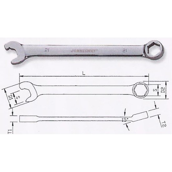 NON-SLIP CLOSE END AND FAST OPERATING NON-SLIP OPEN END WRENCH 21MM