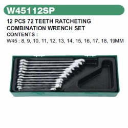 12PCS 72TEETH RATCHETING COMBINATION WRENCH SET