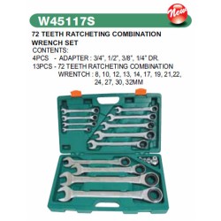 72 TEETH RATCHETING COMBINATION WRENCH SET 13pcs,8,10,12,13,14,17,19,21,22,24,27,30,32mm