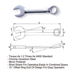 MIDGET COMBINATION WRENCH 5/8"