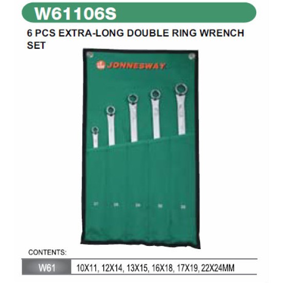 6 PCS EXTRA-LONG DOUBLE RING WRENCH SET
