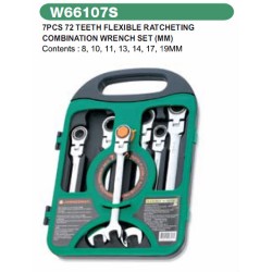 7PCS 72 TEETH FLEXIBLE RATCHETING COMBINATION WRENCH SET (MM) ,8,10,11,13,14,17,19mm