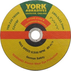 FLAT REINFORCED CUTTING DISCS,180 X 3 X 22MM