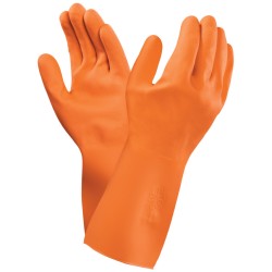 SIZE S, ANSELL.87-370 VERSATOUCH ORANGE NATURAL RUBBER LATEX GLOVES - SIZE 7.5, SIZE , 13" LENGTH
