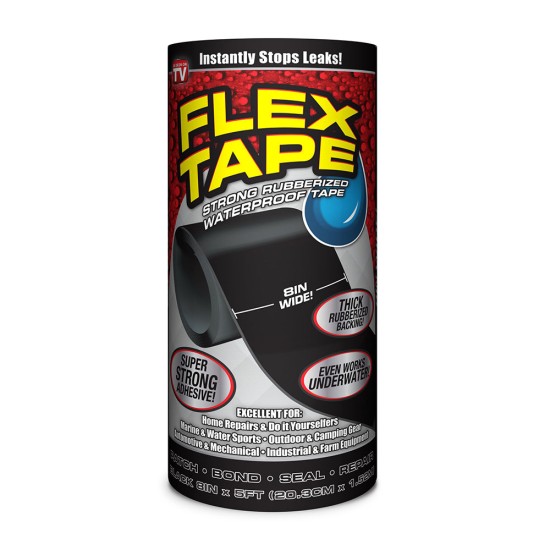 Jumbo 8" X5",12rolls ,FLEX TAPE ® is a super strong, rubberized, waterproof tape ,Black Colour