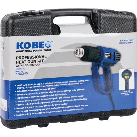 Kobe HEAT GUN 2000W 240V WITH LCD DISPLAY ,18mm Reduction Nozzle