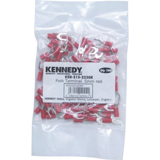 S-Kennedy.4.00mm FORK TERMINAL (PK-100) RED,  Cable 1.3mm,1.5mm² (red)