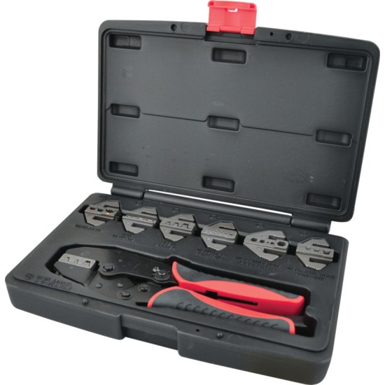 Ratchet Crimping Tool C/W Interchangeable Jaws 8Pc