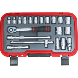 Sockets: 10, 11, 12, 13, 14, 15, 17, 19, 22, 24, 27, 30 and 32mm Sockets: 10, 11, 12, 13, 14, 15, 17, 19, 22, 24, 27, 30 and 32mm