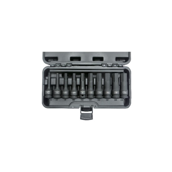 Hexagon Bit 1/2" Square Drive Impact Socket Set, 10 Piece,Hexagon sizes: 6, 7, 8, 10, 12, 14, 15, 17, 18 and 19mm