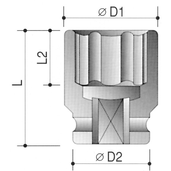 Kennedy.2-3/4" A/F IMPACT SOCKET 1" SQ DR