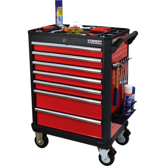 Kennedy-Pro.RED-28" 7 DRAWER PROFESSIONAL ROLLER CABINET