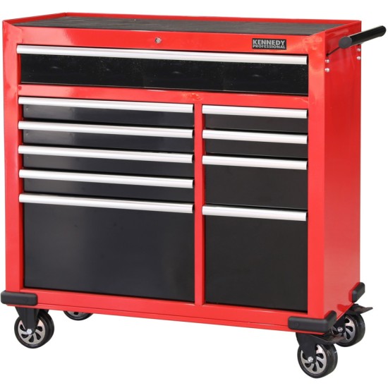 Kennedy.10-Drawer XL Heavy Duty Cabinet with Caster Wheels and Side Handle, Depth: 458mm 18",Height: 1080mm 43",Width: 1067 42"