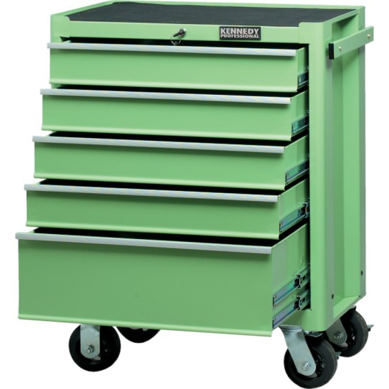 Kennedy-Pro.GREEN 5-DRAWER PROFESSIONAL ROLLER CABINET