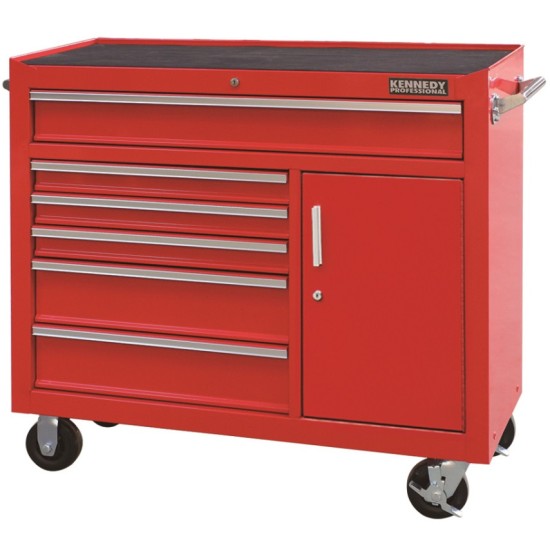 Roller Cabinet, Classic Range, Red, 7 Drawers, (H) 1007mm x (W) 458mm x (L) 1067mm