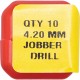 Jobber Drill, 4.2mm, Normal Helix, High Speed Steel, Black Oxide,10pcs/pkt