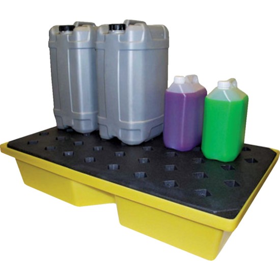 Solent Spill Control.Spill Tray with Grate 60L,60.5 x 20 x 100cm