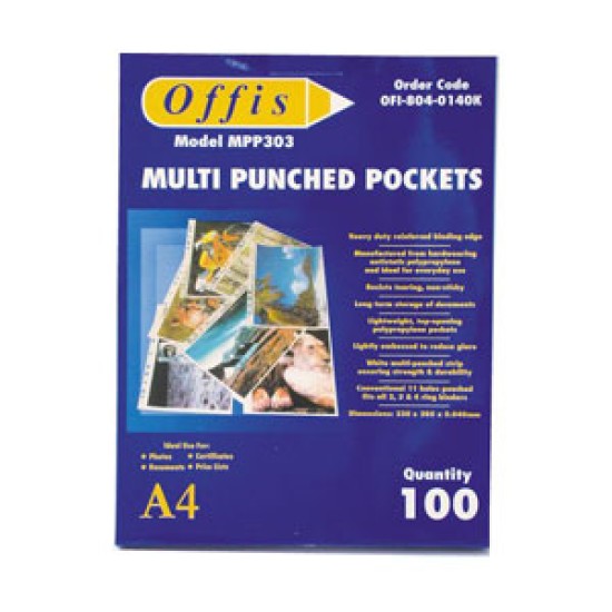 A4 PUNCHED POCKETS, QTY : 100