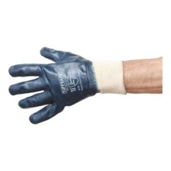 H/D NITRILE COATED K/W GLOVE BLUE SZ.9