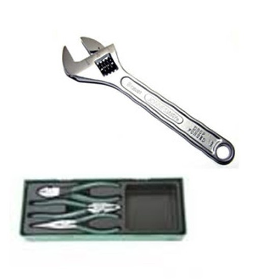 3Pcs Professional Pliers Set + Adjustable Wrench 4"