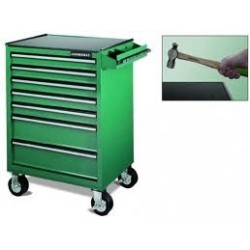 Green ,7 Drawer Tool Trolley W/Knockable Table , 670mm X 460mm X 813mm