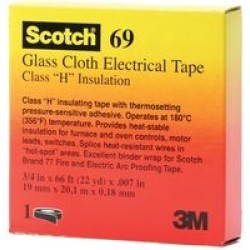 69 Glass cloth tape, 3/4"(19mm) X 22yd ,0.007"(0.18mm) ,Class H insulation 
