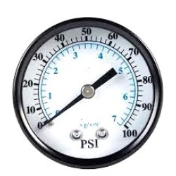 PRESSURE GAUGE, BACK THREAD, M13, 53MM 0-100PSI, BLACK METAL CAS