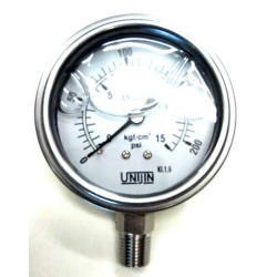 PRESSURE GAUGE ,WITH OIL 2 1/2'' X 1/4'' BSPT BOTTOM X 200PSI(0